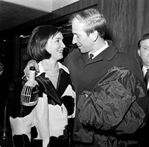 Bobby Charlton is met by his wife Norma Charlton at Airport March 1966