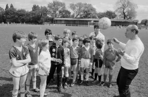 01386 Prints: Bobby Charlton, (right) ex football player for Manchester United