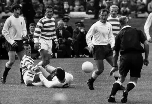 Bobby Lennox & Dave MacKay tackle for ball August 1967