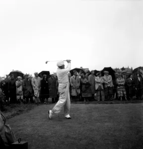 Bobby Locke playing a shot in the St. Annes Open Golf Championship in which he won