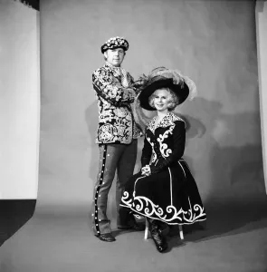 Bobby Moore West Ham & England footballer pictured with wife in fancy dress as Pearly