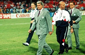 Bobby Robson England manager leads the team out ahead of World Cup match in Italy 1990