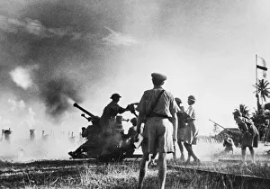 Bofors a guns manned by Indian gunners in Malaya. (Picture