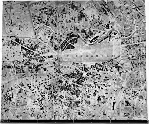 Germany Prints: A bomb damage diagram showing the cumulative effect of attacks on the heart of the German