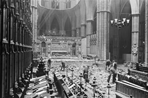Blitzkreig Prints: Bomb damage inside Westminster Abbey, London, 13th May 1941