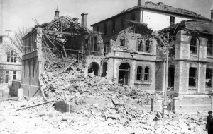 War And Prints: Bomb damaged Blind Institution, North Hill, Plymouth 1st May 1941