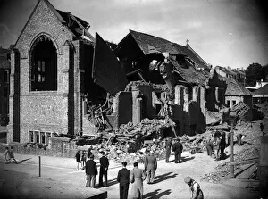 Bomb damaged Grimsby during WW2 People survey the damage left after an air raid