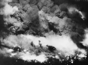 Bombings Prints: A Bomber Command Lancaster attack on an enemy communications centre at Heilbronn during