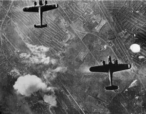 Planes Prints: Bombers of the German Luftwaffe in flight over London during the Battle of Britain