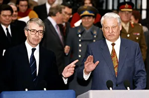 Soviet Union Prints: Boris Yeltsin Russian President with John Major British Prime Minister outside No 10