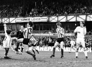 Boys Prints: Boro Boys v Sunderland, Colin West has a volley charged down by Sunderland
