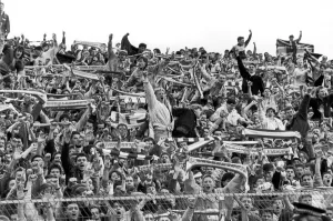 00493 Prints: Boro fans get in the mood for Division One after victory at Barnsley left them one step