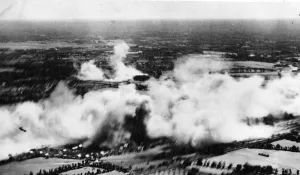 Bostons of RAF Fighter Command attack the naval stores depot at Rennes