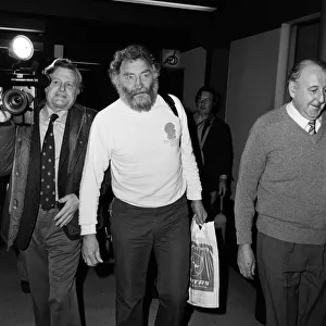 Botanist David Bellamy arriving at Heathrow from Tasmania where he has been protesting