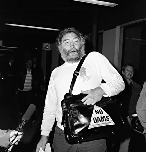 01234 Prints: Botanist David Bellamy arriving at Heathrow from Tasmania where he has been protesting