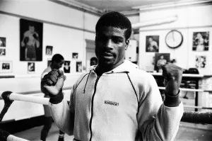 Boxer Errol Christie training for his fight against Mark Kaylor in the Thomas O
