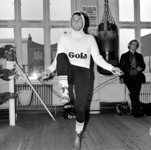 Boxer John H. Stracey having a work out in preparation for his European Welter weight