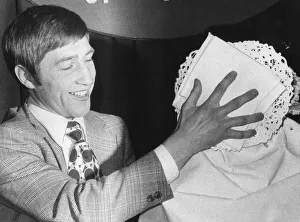 Boxer Ken Buchanan (left) lands a custard pie in the face of boxer Hector Matte