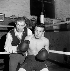 Boxer Roy Bennett with his manager and trainer Albert Marchant. November 1953 D6744-001