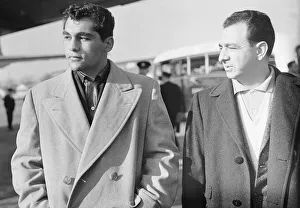 Two Men Prints: Boxer Willie Pastrano (left) seen here arriving at London Heathrow Airport from New York