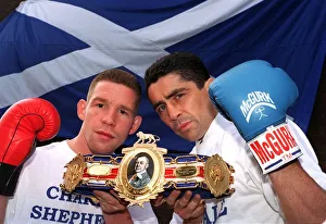 Boxers Charlie Shephard and Davy Mchale August 1997 with Lonsdale Belt