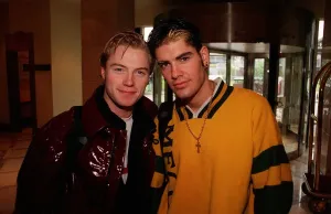 Boy band Boyzone stars Shane Lynch and Ronan Keating arriving at th Hilton Hotel Glasgow