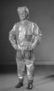 Boy dressed as Dan Dare astronaut for a Reveille feature on dressing up 2nd December