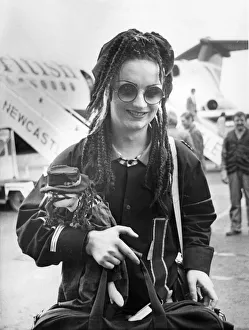 Newcastle Prints: Boy George (singer - born George Alan O Dowd) arrives in Newcastle, in June 1983