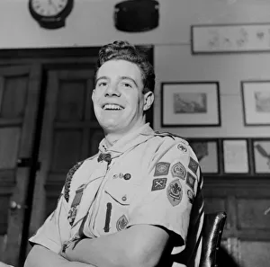 00023 Prints: Boy scout David Harrison in his seat inside Westminster Abbey for the Coronation of