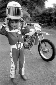 Boy Stunt Rider: 6 year old Darius Goodwin is pictured here prior to him leaping through
