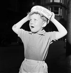 01153 Prints: Boy wearing Daily Mirror Hat, to promote Daily Mirror Day at Belle Vue