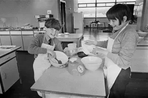 00964 Prints: Boys cookery club at Huncliffe School, Saltburn. 1972