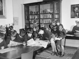 Boys relaxing in their common room at St Chads Cathedral School in Lichfield