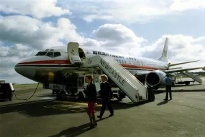 Business Travel Prints: A Braathens SAFE Boeing 737 airliner / aircraft at Newcastle Airport