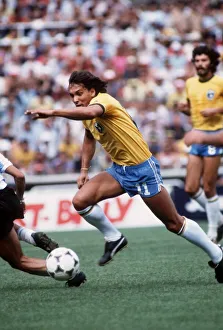 World Cup Prints: Brazil World Cup 1982 football Argentina v Brazil Eder stides forward for