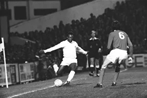00329 Prints: Brazilian football star Pele in action for Santos against Fulham March 1973