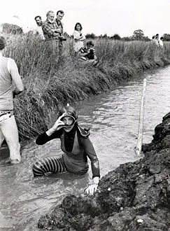 00362 Prints: Up for a breather... a bog snorkeller prepares to tackle the rest of the course
