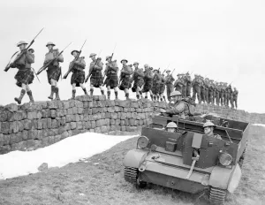 Kilts Prints: A Bren Gun Carrier seen here taking part in Army exercises in Northern England Circa 1941
