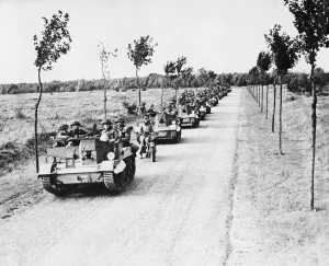 Convoys Prints: Bren gun carriers travelling to the front lines in France during the Second World War
