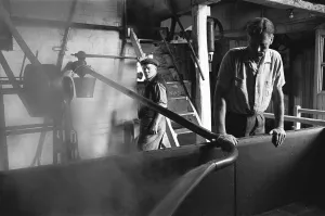 Brewing Prints: Brewer Claude Arkwell (right) seen hereat work at the Donnington Brewery