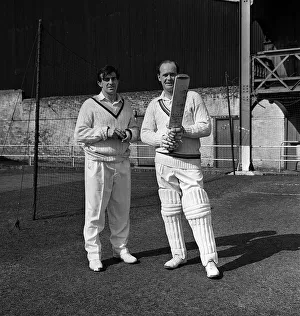 Brian Close (right) and Fred Trueman at the start of the 1964 season pose before practice