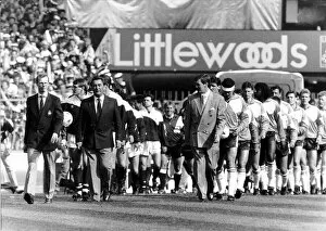 Images Dated 10th April 1989: Brian Clough Nottingham Forest Football Manager, leading his team on to pitch along side
