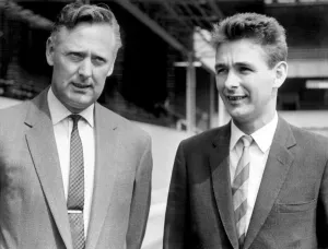 Brian Clough (R) Derby County football manager with his assistant Peter Taylor