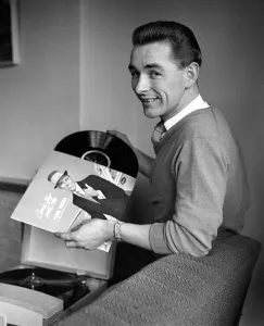 Brian Clough Sunderland FC seen here with his record collection at home
