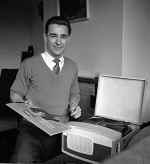 Brian Clough Sunderland FC seen here with his record collection at home