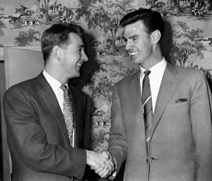 Brian Clough, Sunderland Football Player (left) congratulates former team mate