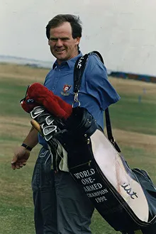 Colour Prints: Brian Crombie World One Armed Golf Champion golf bag clubs