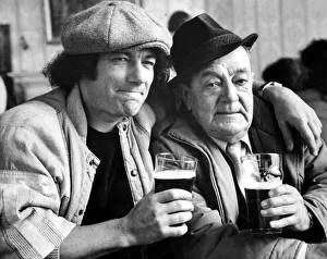 Brian Johnson lead singer of the rock group AC / DC shares a pint of beer with dad Alan 31