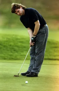 Brian McClair footballer Manchester United FC playing golf for charity February