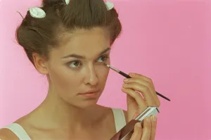 Brides Wedding Make Up Feature July 1999 model applying makeup weby